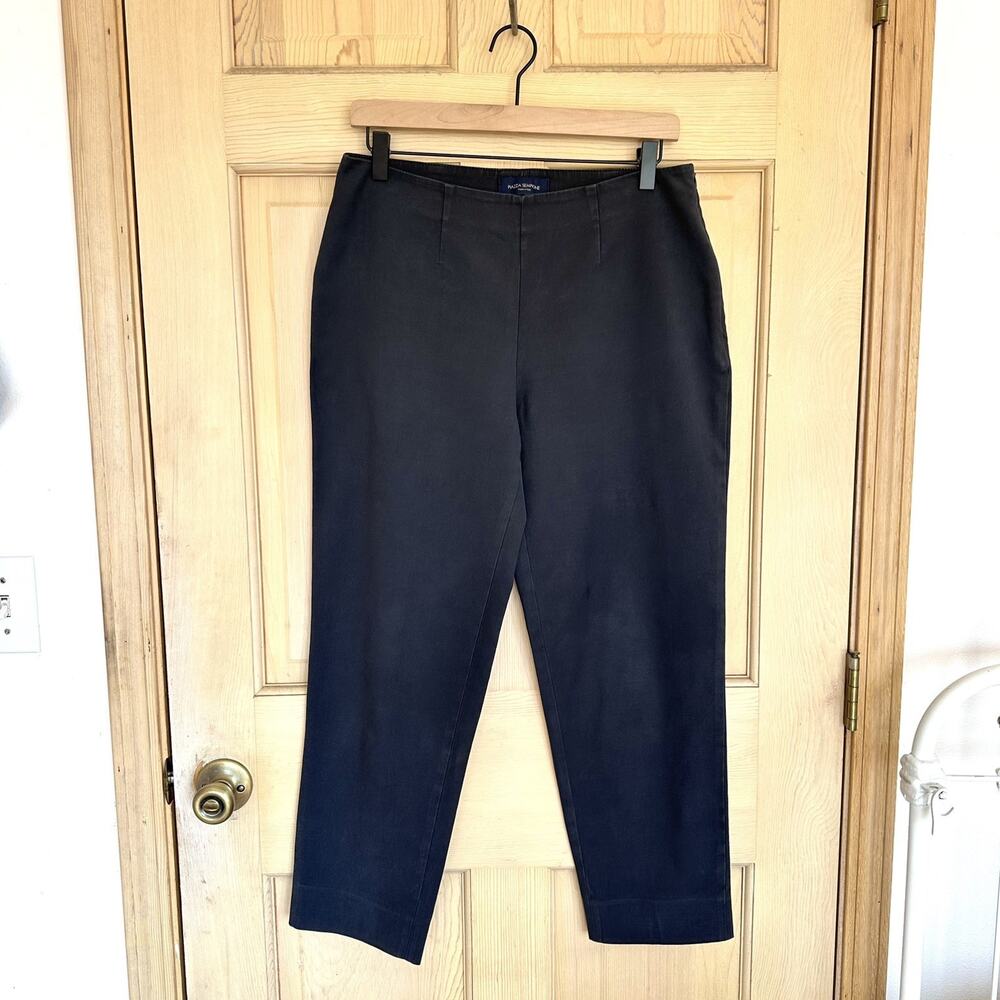 Piazza Sempione Audrey Navy Crop Pant Ankle Slit Sz 48 US 10 Made In Italy Lux
